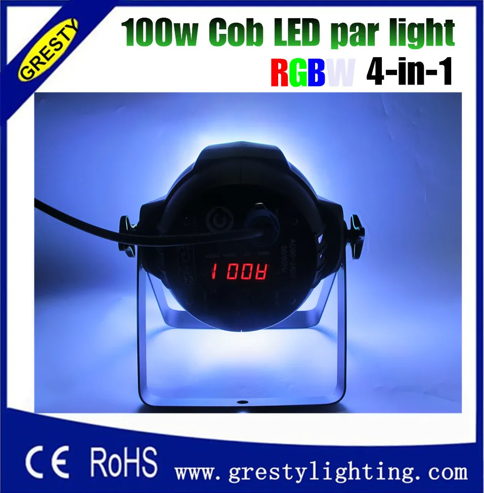 melhor 4 Pçs/lote COB Par Luz RGBw 4IN1 Novo Projetado 100 W Alto Brilho COB LEVOU Luz DMX 512 Canais Led PAR Luz Do Visor LCD