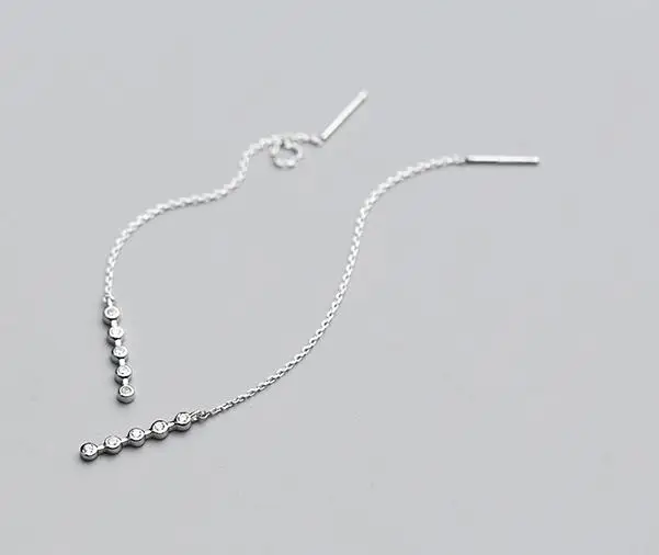 1 пара 100% реального. 925 стерлингового серебра Fine Jewelry круглый белый камень CZ Нити