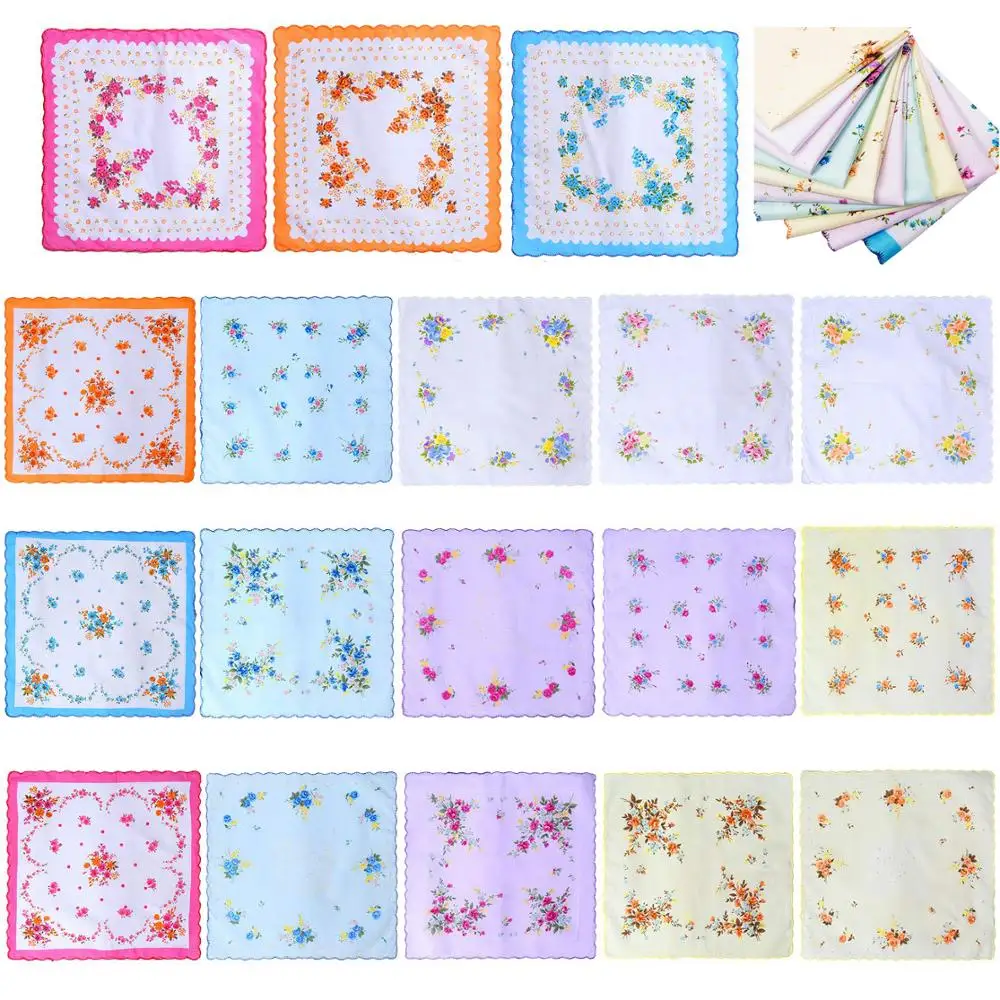 BAIYIXIN дамские платки Женские винтажные хлопковые цветные носовые с цветочным