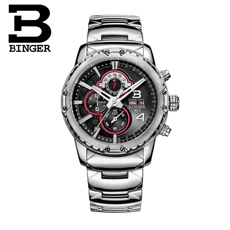 Switzerland мужские часы люксовый бренд кварцевые бингера многофункциональные