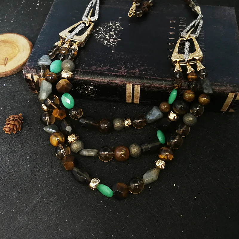 Ожерелье многослойное ручной работы из натуральных камней и стекла в винтажном стиле Vanssey для женщин, свадебные аксессуары 2018 новинка.