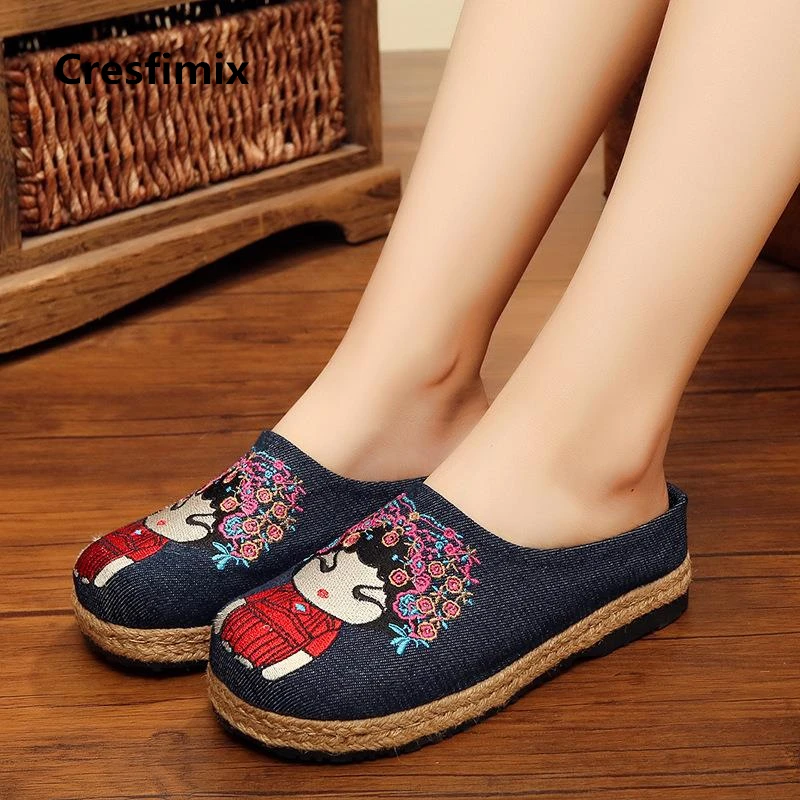 

Cresfimix zapatos de mujer women cute hemp traditional red shoes female comfortable spring shoes slip on summer shoes a2174