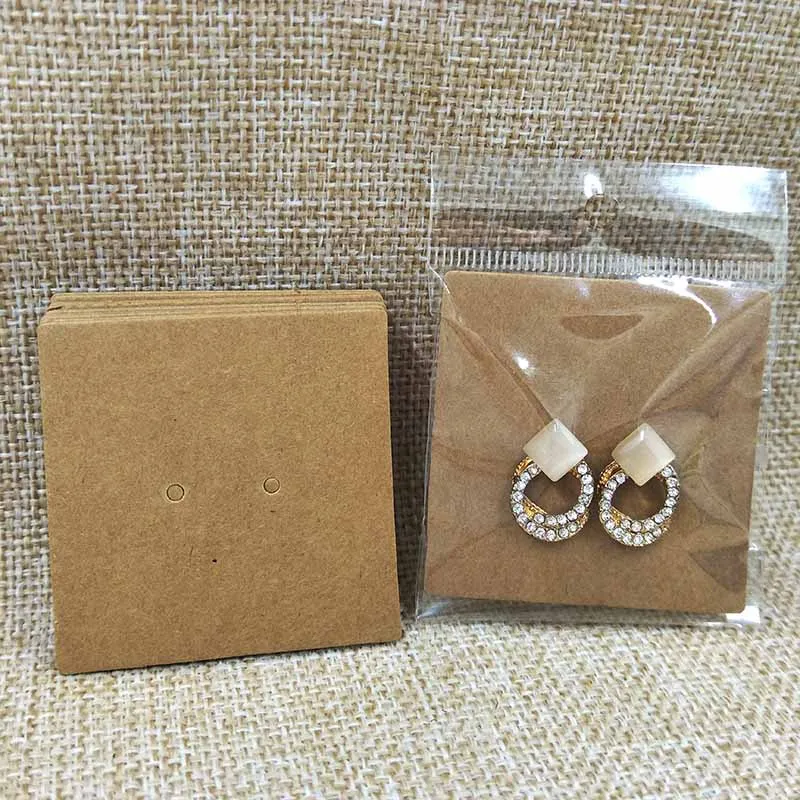 Серьги-карты сделай сам черные/крафт-сережки 5 5х5 см 1 упаковка = 100 карт + opp пакетов