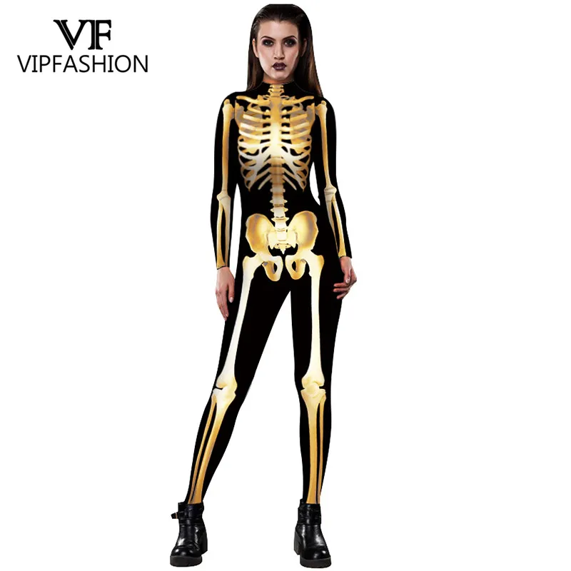 VIP новые модные кладбище косплей на Хеллоуин костюм для женщин 3D &quotскелетная&quot
