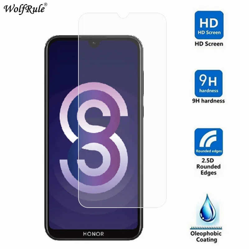 Protector de pantalla de vidrio templado para Huawei Honor 8S, pel&iacute;cula protectora de vidrio para tel&eacute;fono, 5,71 pulgadas, 2 uds.-1