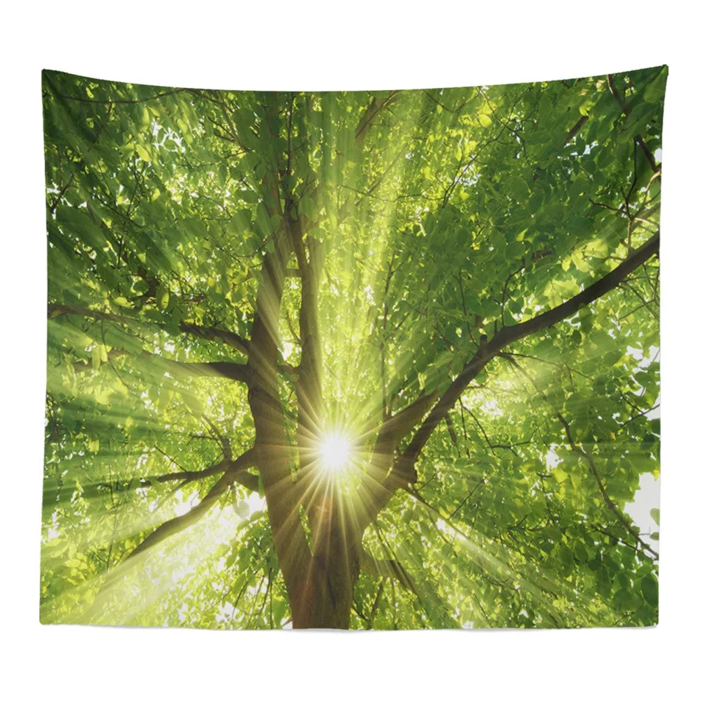 Солнечный лес гобелен настенный невероятный Природный свет через дерево пляжное