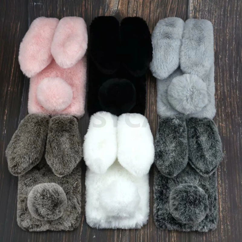 SYCASE For iPhone X XR XsMax Winter Cute Rabbit Furry phone case All Inclusive Drop Protection Cover Case Girl |