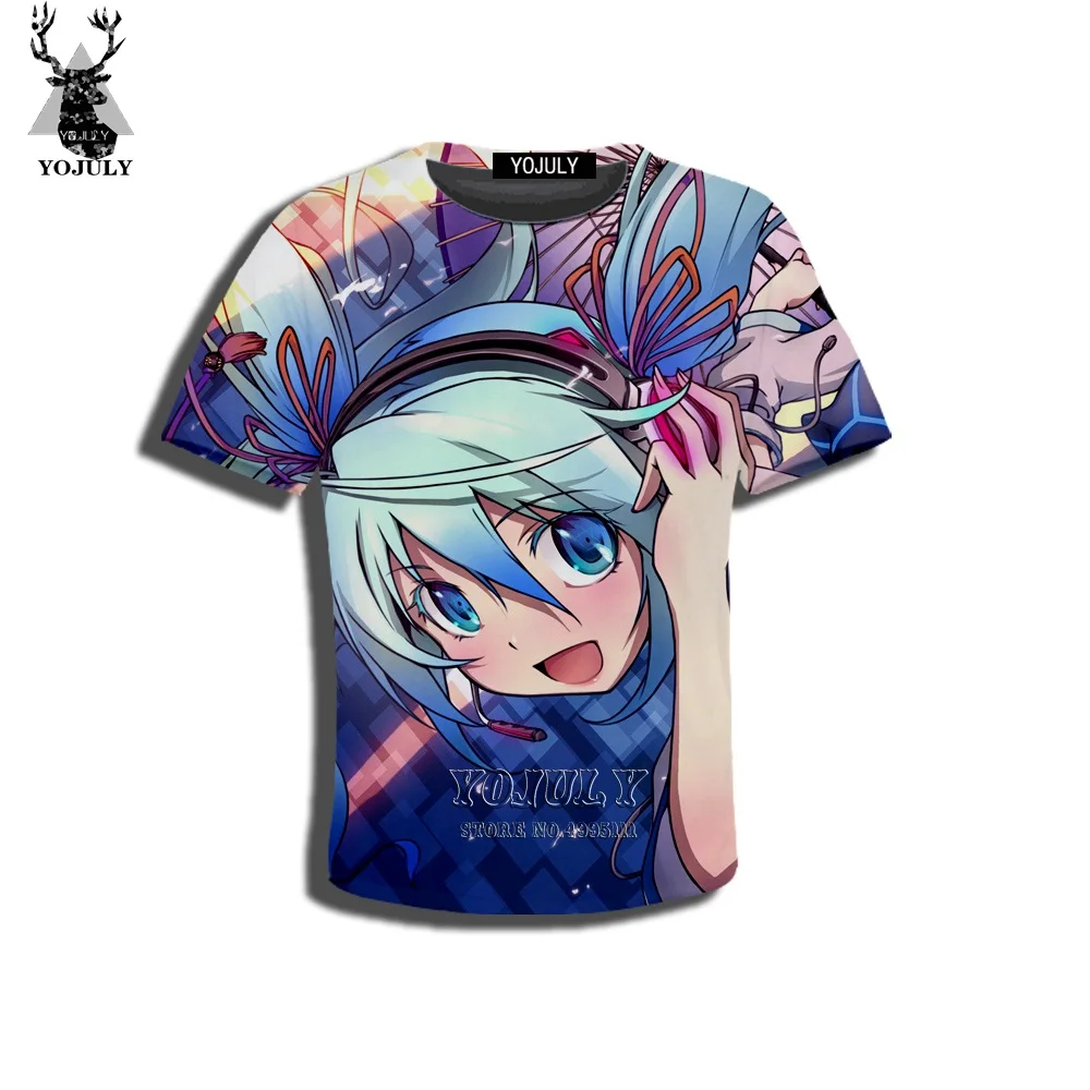 YOJULY/Детская Повседневная футболка с 3D принтом аниме для девочек, Vocaloid Hatsune Miku Kawaii летняя футболка одежда для мальчиков и девочек C35 - Цвет: 3