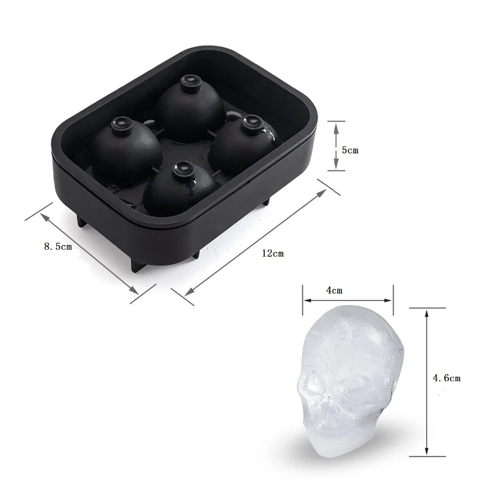 Skull Shape 3D Ice Cube Mold Maker Bar Party Silicone Trays Chocolate Gift Cream Tools | Дом и сад