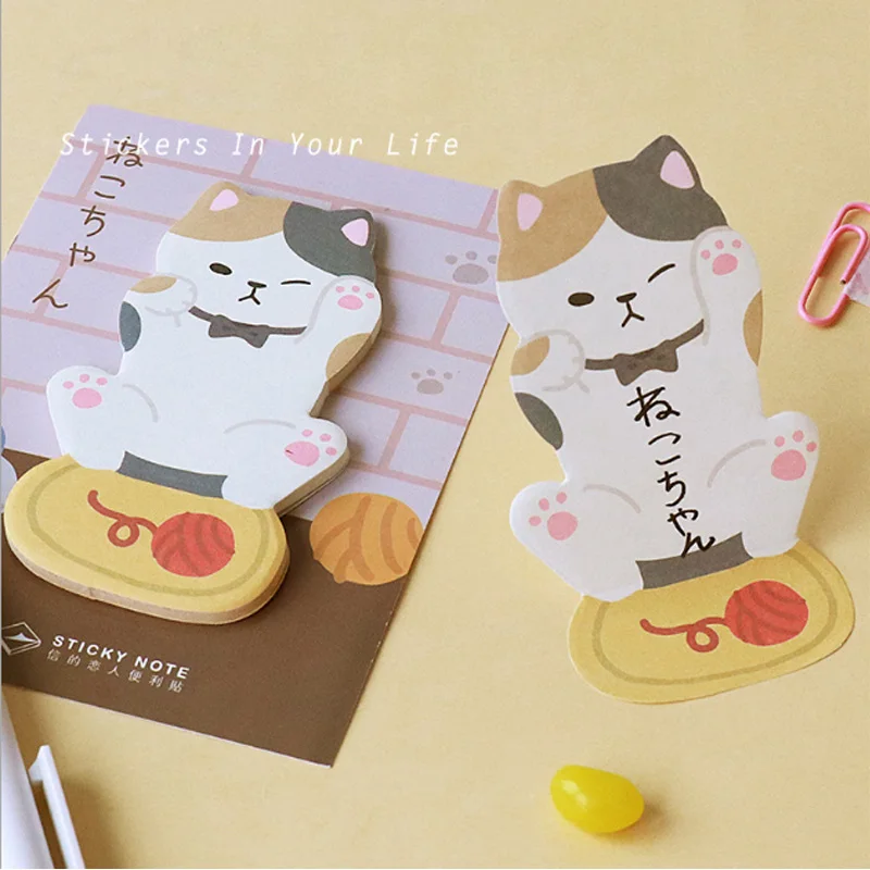1X Лаки Кот и щенок блокнот милый Kawaii Липкие заметки почтовые школьные принадлежности планировщик наклейки бумажные закладки канцелярские принадлежности