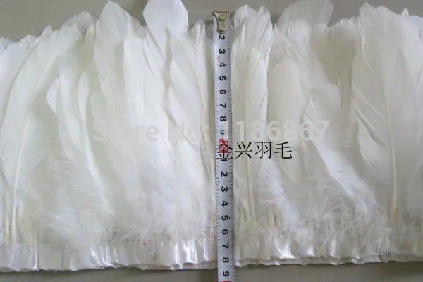 

white Goose feather trims 20 meters/lot Dyed geese feather ribbons 4-6inch/10-15inch Duck feather fringes Free shipping