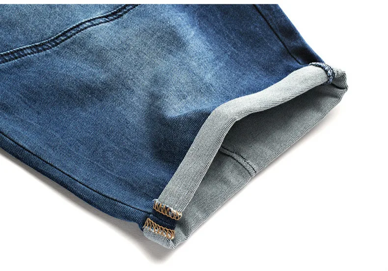 Summer Men Denim Shorts Cotton Elastic Waist Blue Color For Man Fashion Slim Fit Pocket Jeans Male Wear Short Trousers 2926