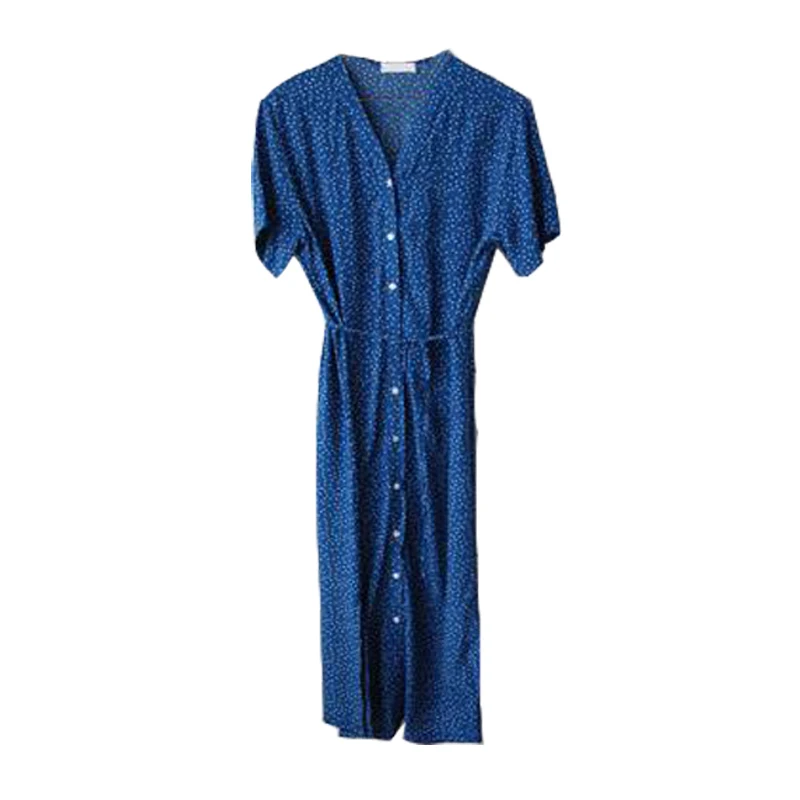 2018 женское винтажное летнее Элегантное однобортное шифоновое платье рубашка в