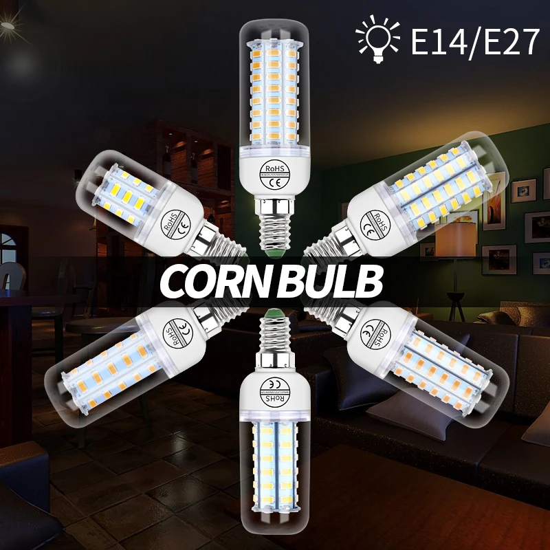 E27 светодиодный 220V светильник Светодиодная лампа кукуруза E14 5730 SMD GU10 Bombillas Свеча
