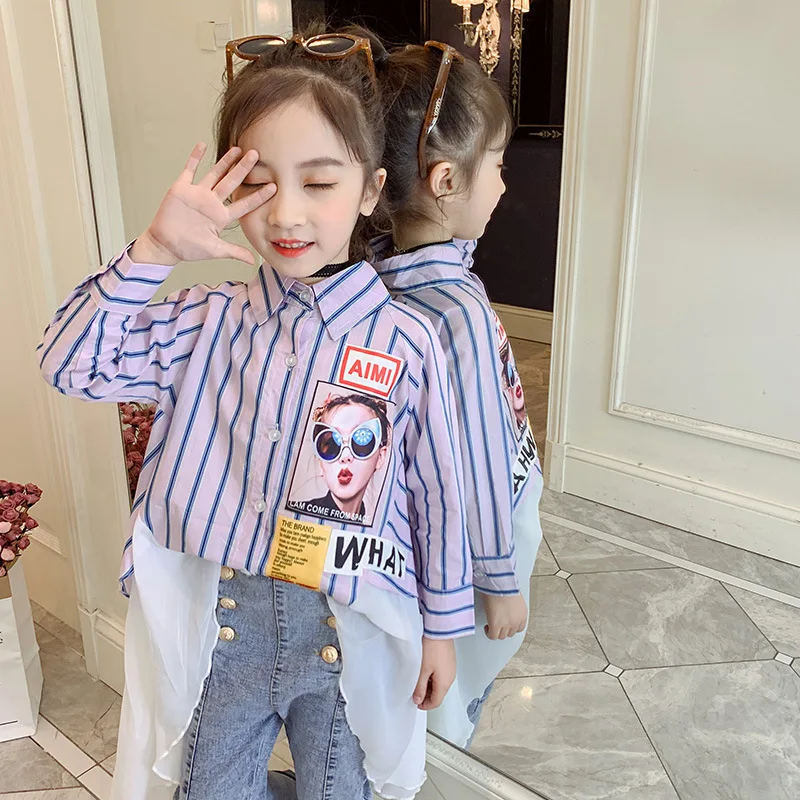 Рубашка для девочек Новинка 2019 года Весенняя детская одежда в Корейском стиле