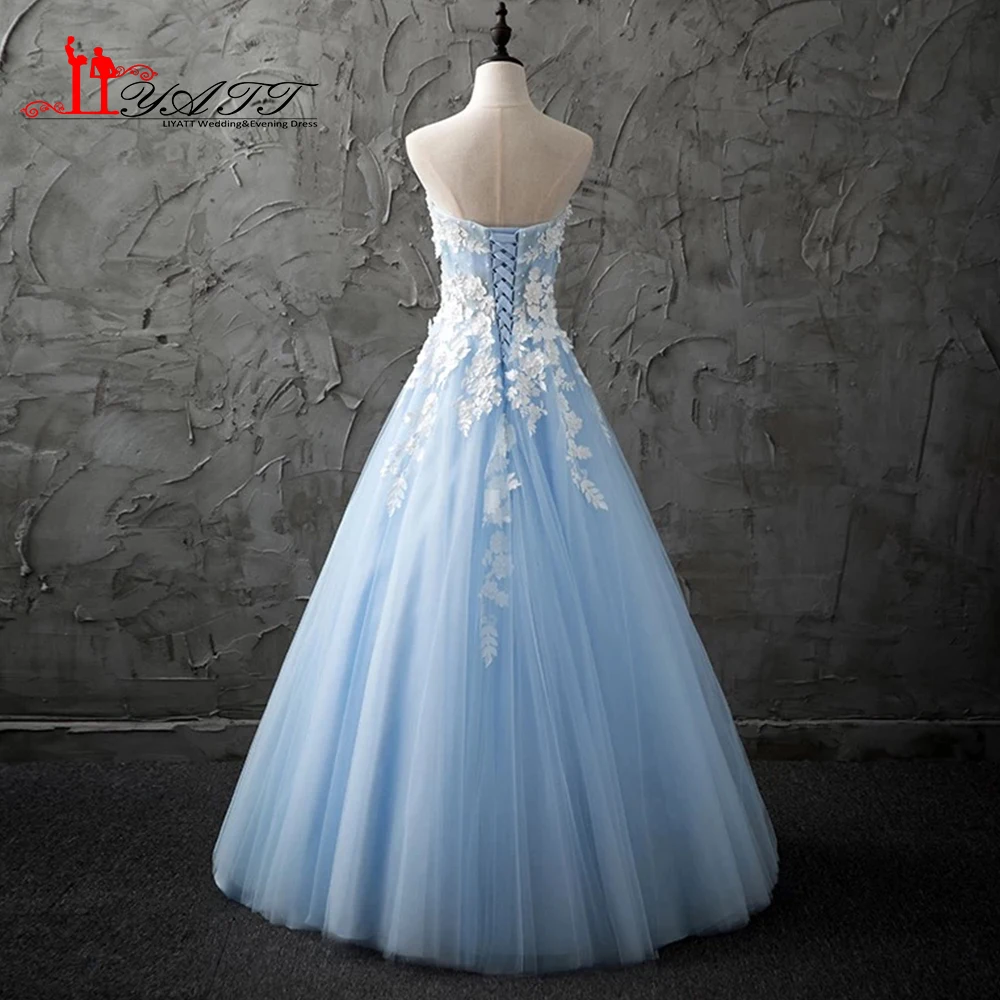 Настоящая фотография 2017 на заказ милое небесно-голубое кружевное платье с