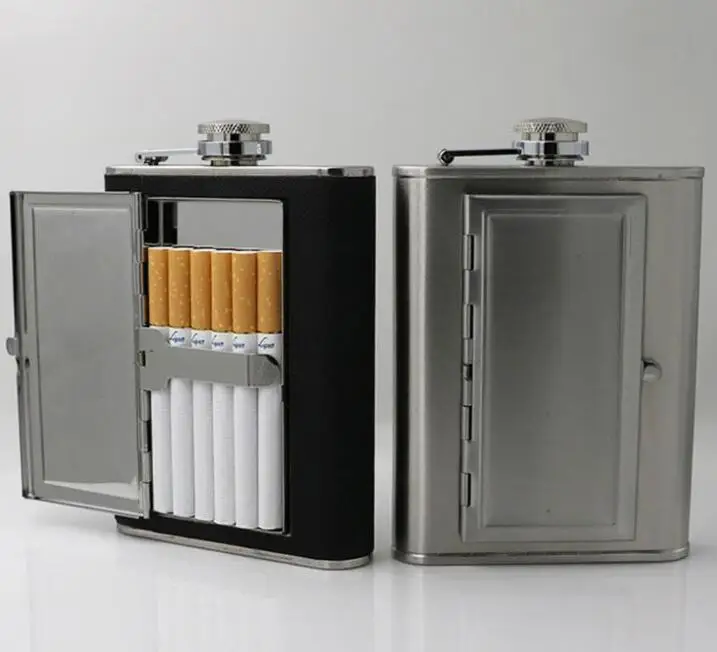20PCS Hip Flask with Built-in Cigarette Case Stainless Steel wine pot Alcohol Flagon Shipping for DHL UPS TNT | Дом и сад