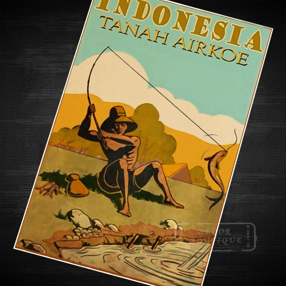 Indonesia Tanah Airkoe Airways пейзаж путешествие старинный ретро постер из путешествия холст