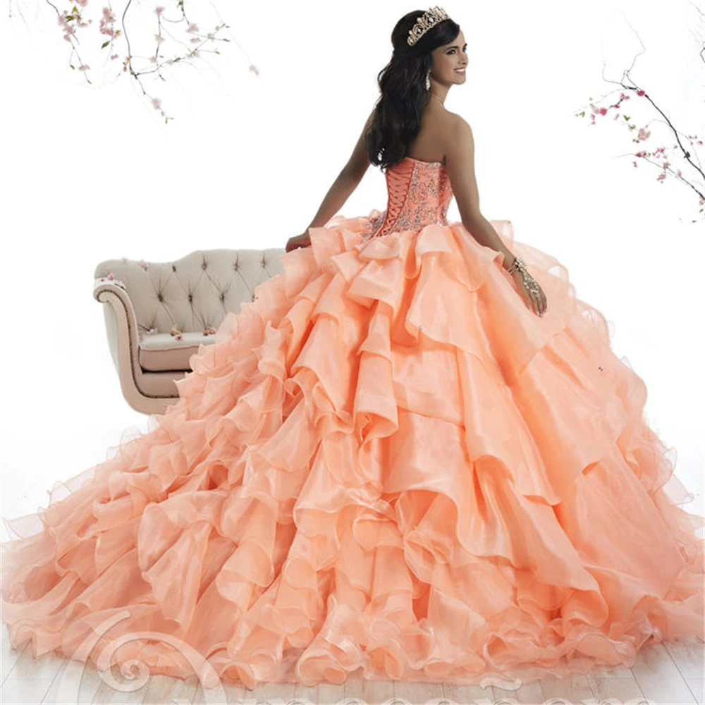 vestido ball gown robe de baln Pink Sweetheart Neckline Multi-Layers Beading Court Train vestidos quinceanera dresses | Свадьбы и