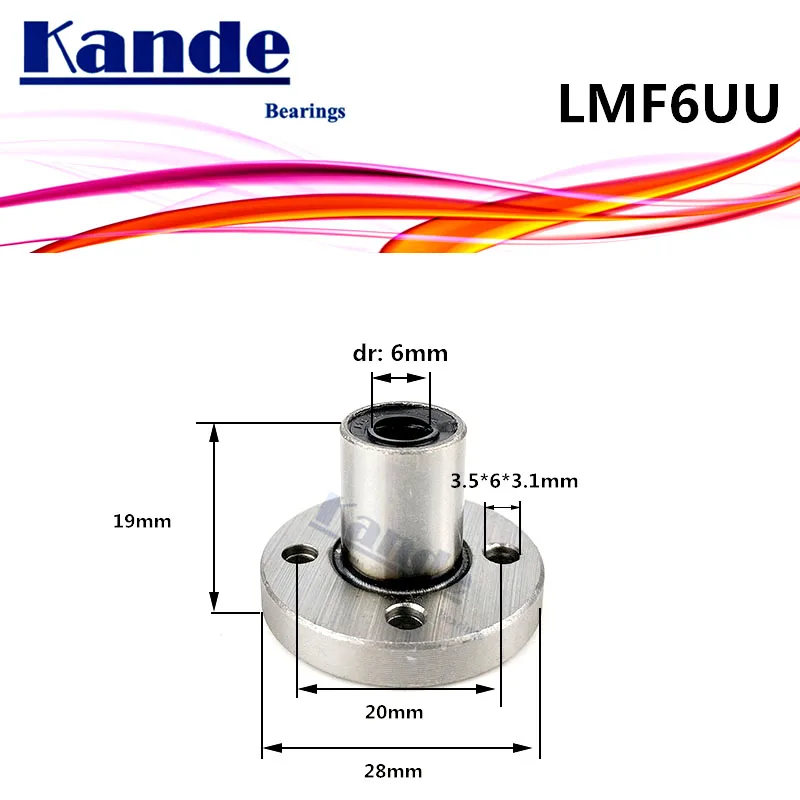 LMF6 UU 1 шт./лот LMF6UU линейный шариковый подшипник с круглым фланцем 6 мм для 3D