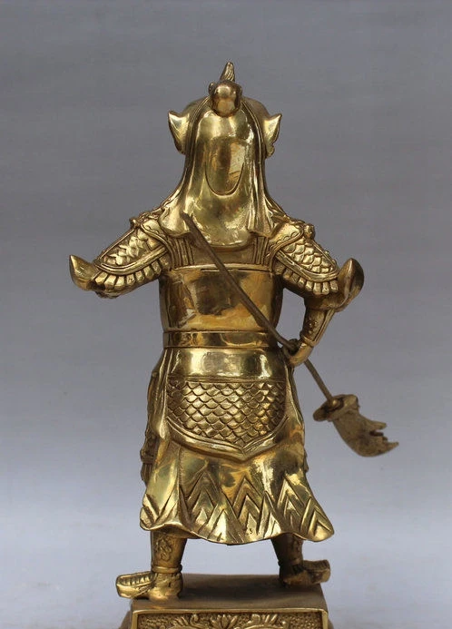 11 &quotКитайский знаменитый главный латунный меч Guan Gong Yu Warrior God Stand Statue | Дом и сад