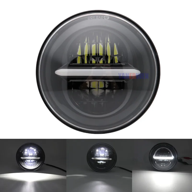 1 PCS Black 5,7" круглая фара для мотоцикла Dyna Rider спортивные ручки Breakout Sportster SuperLow Angel Eye дневные ходовые огни светодиодные фонари - Цвет: 1 PCS Black