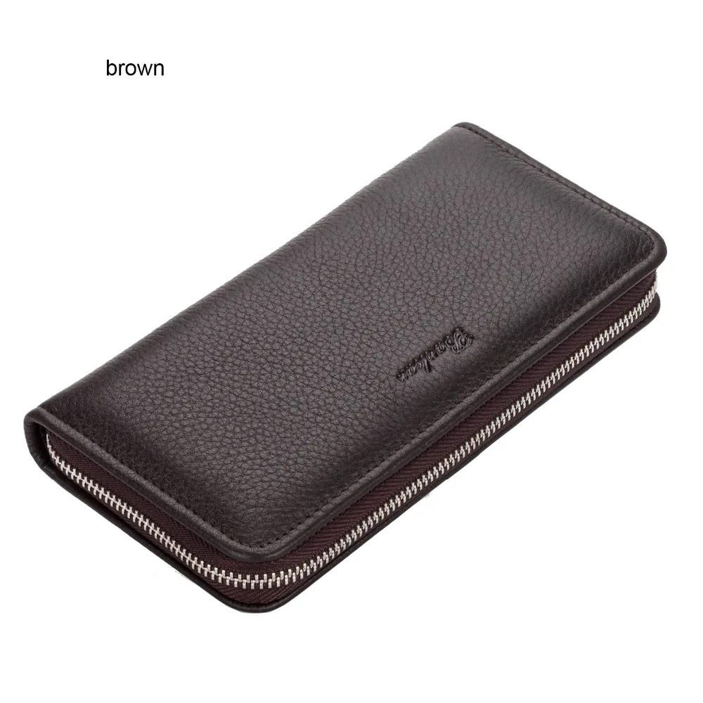 Мужской кошелек с карманом для монет Banlear из натуральной кожи на молнии чехол