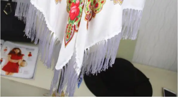 

Russia National Style New Fashion Design Cotton Print Women With Four Sides Tassel Large Squar Scarf Shawl Wrap Oversize A966
