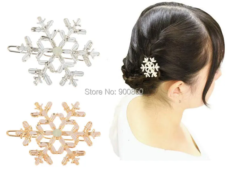 Модные заколки для волос со снежинками аксессуары девочек детские с золотым и