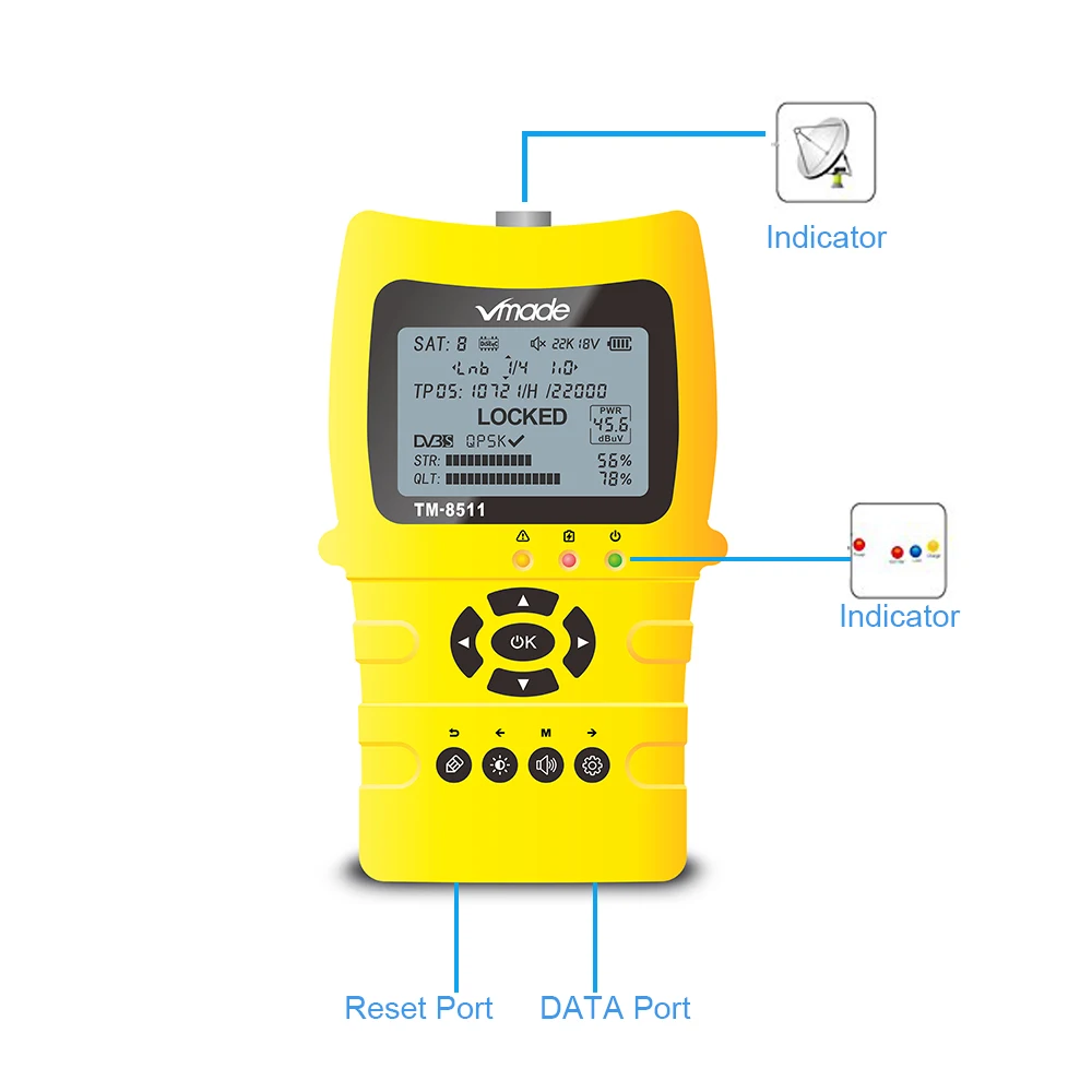 TM-8511 HD satfinder DVB-S2 спутниковый Finder высокой четкости MPEG-4 DVB S2 измеритель Full 1080P V8 lnb sat