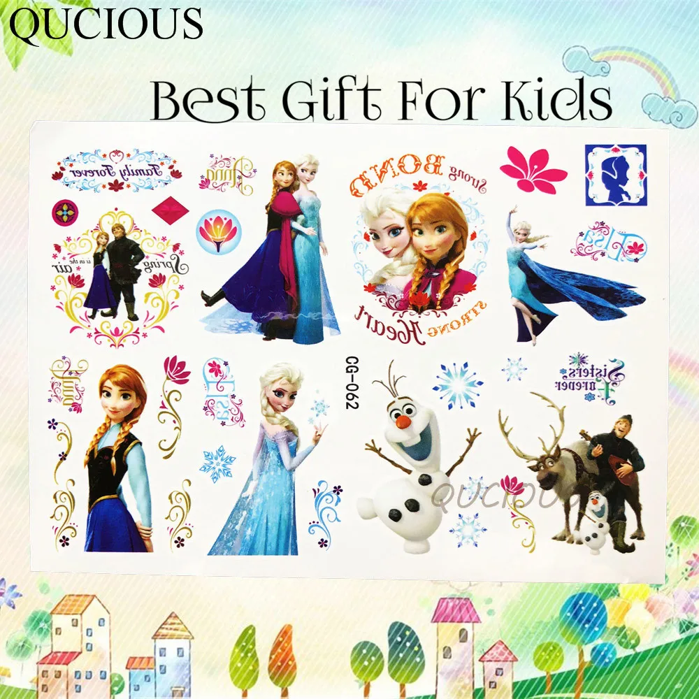 QCG062 Водонепроницаемый мультфильм Минни кошка временная татуировка наклейка для девочек Русалка Принцесса боди-арт тату дети ребенок 3D поддельные татуировки бумага - Цвет: QCG062