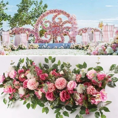 

Eu-style artificial roses flower arrangement wedding decoration party props wedding stage arches fake flower row arrangement
