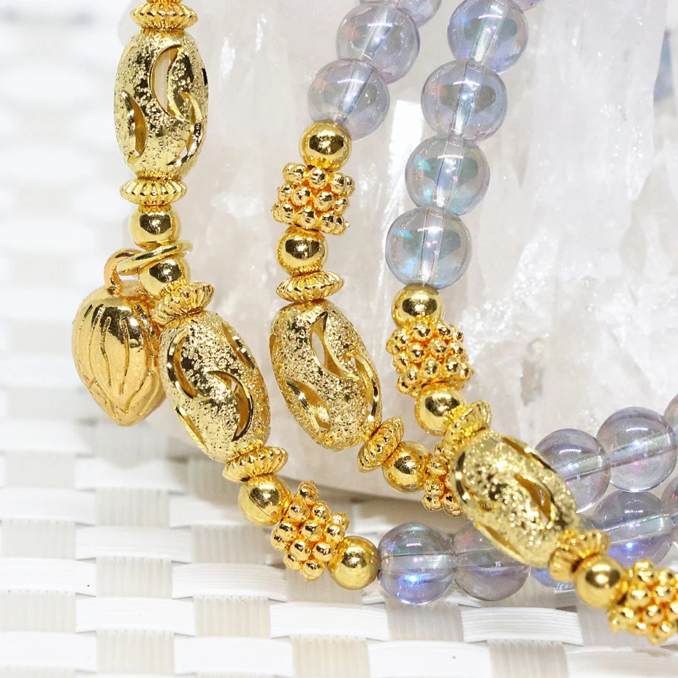 Золотой кулон бисер высокого качества гальванический светлый Фиолетовый