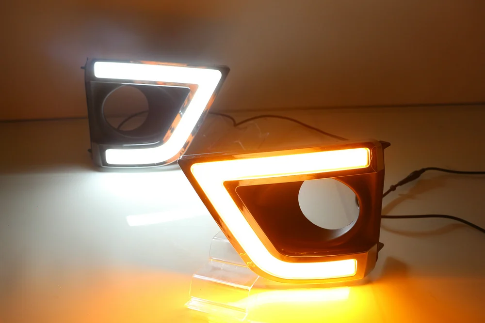 LED Auto DRL Daylight Car Daytime Running Lights White Fog Head Lamp Cover For Toyota Corolla 2014 2015 2016 Yellow Signal | Освещение