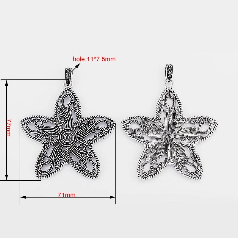 star pendant 2 шт античная серебряная филигранная работа ажурное сердце цветок лист звезда Mondala кулон в виде ромашки для ожерелья ювелирных изделий - Окраска металла: star pendant