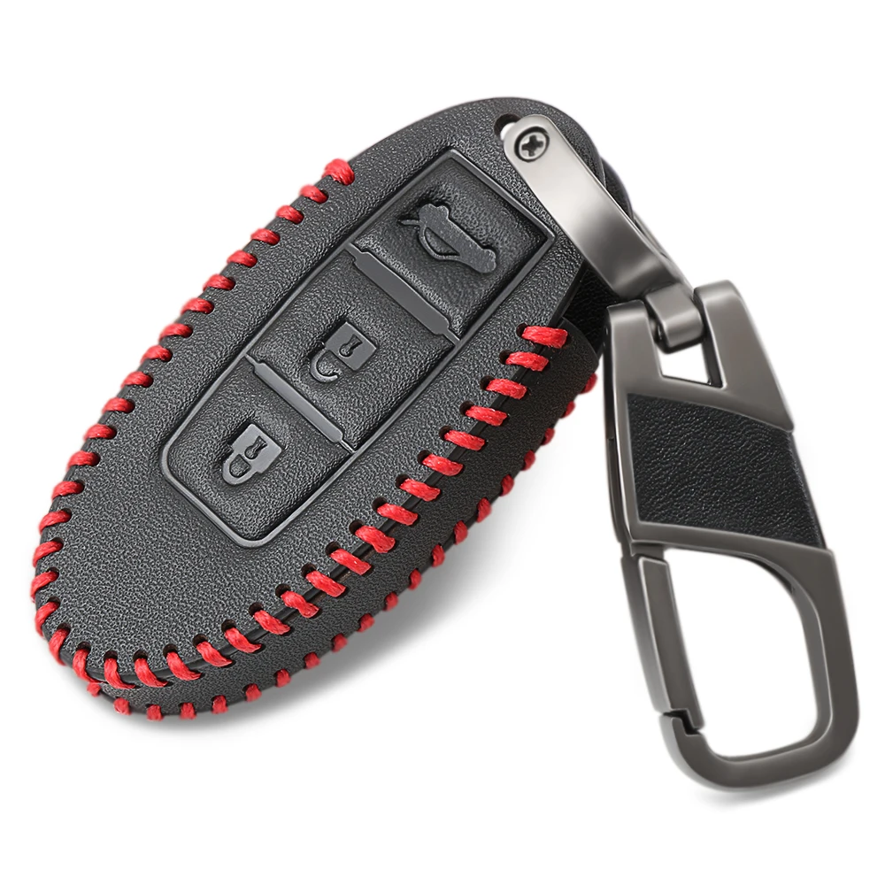 Leather Car Key Covers Case For Nissan Qashqai Pathfinder Versa Tidda Murano Rogue X-Trail Smart Jacket With Keychains | Автомобили и