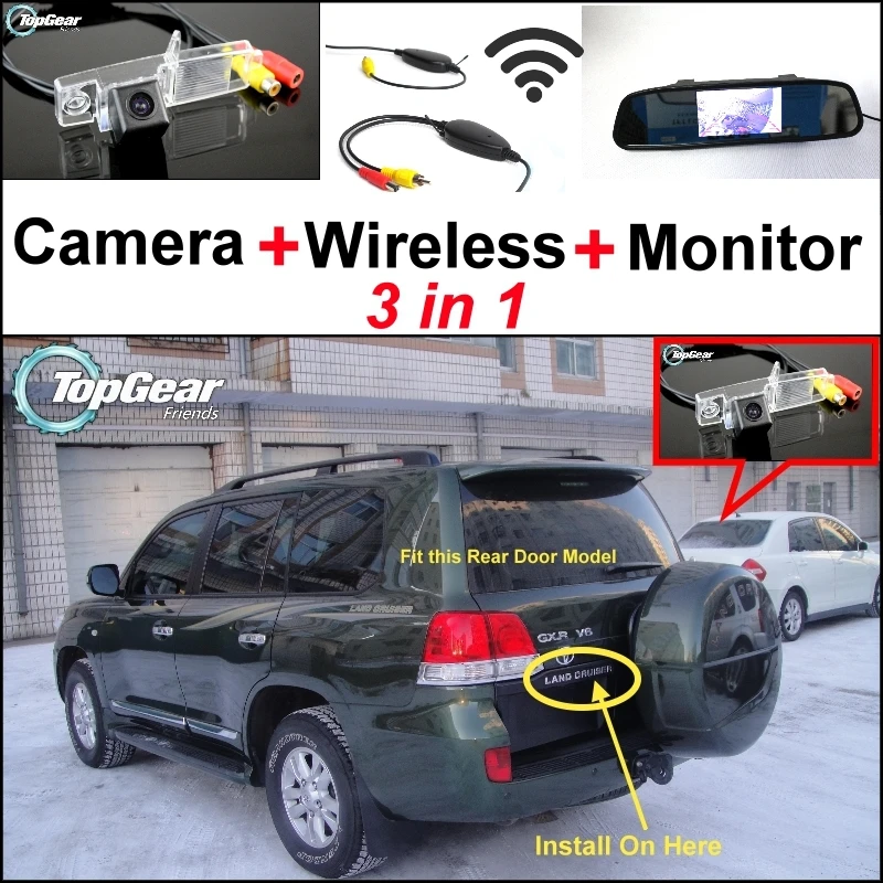 

3 in1 Special Camera + Wireless Receiver + Mirror Monitor Easy DIY Back Up Parking System For TOYOTA Land Cruiser J200 V8