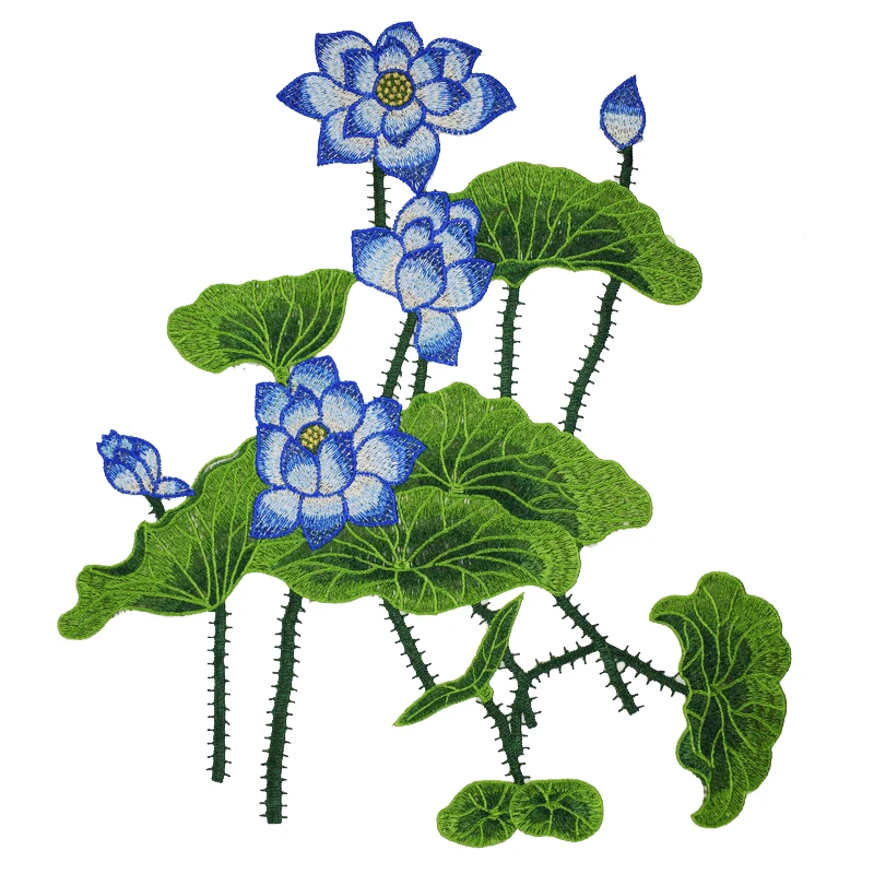 Цветок лотоса аппликация вышивка патч кружевная ткань стикер пришить аксессуары