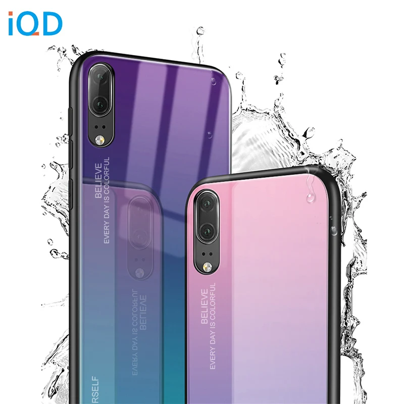 IQD стеклянный чехол для телефона huawei P20 mate 20 Lite 10 pro Honor 8X max Glory 9 10 закаленное стекло задняя крышка ТПУ Бампер корпус