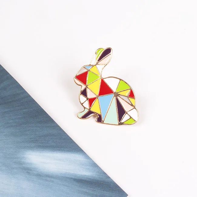 1 PC British Designer Badge Geometric Brooch Colorful Rabbit and Bird Brooches Metal Decoration Badges | Дом и сад