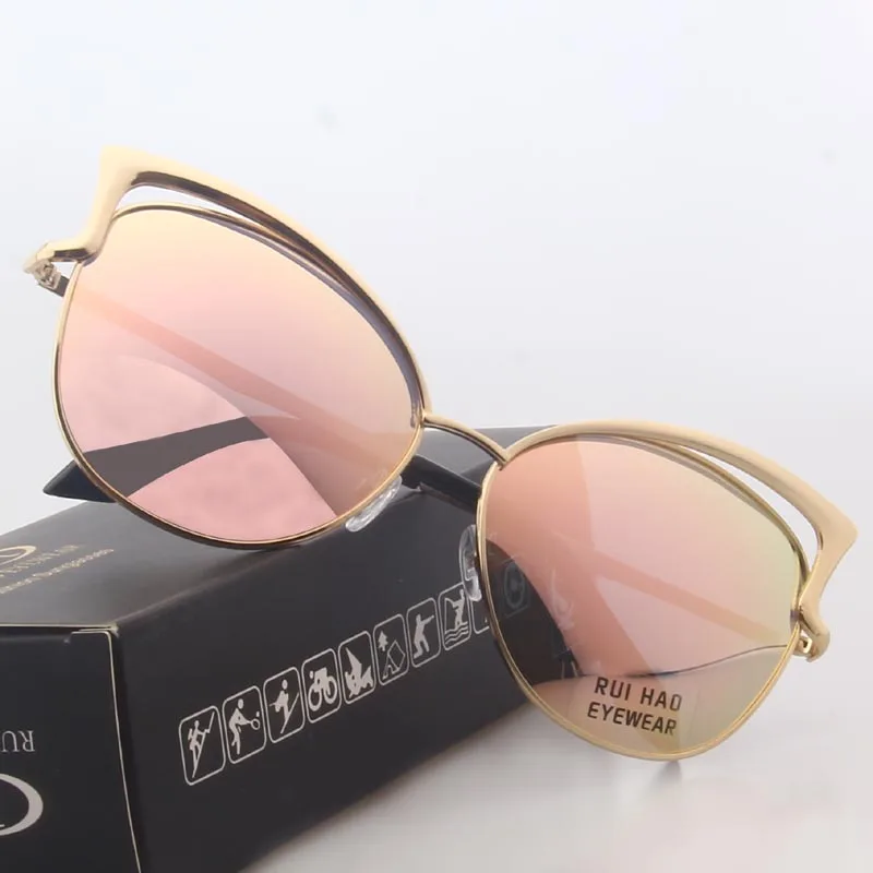 Gold lenses Женские солнцезащитные очки, поляризационные, кошачий глаз, солнцезащитные очки для вождения, поляризационные очки, женские модные очки, 8014 - Цвет линз: Gold lenses