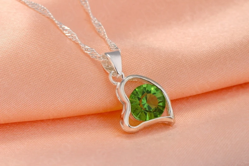 925 Стерлинговое серебряное пустое сердце ожерелье и капли серьги набор для