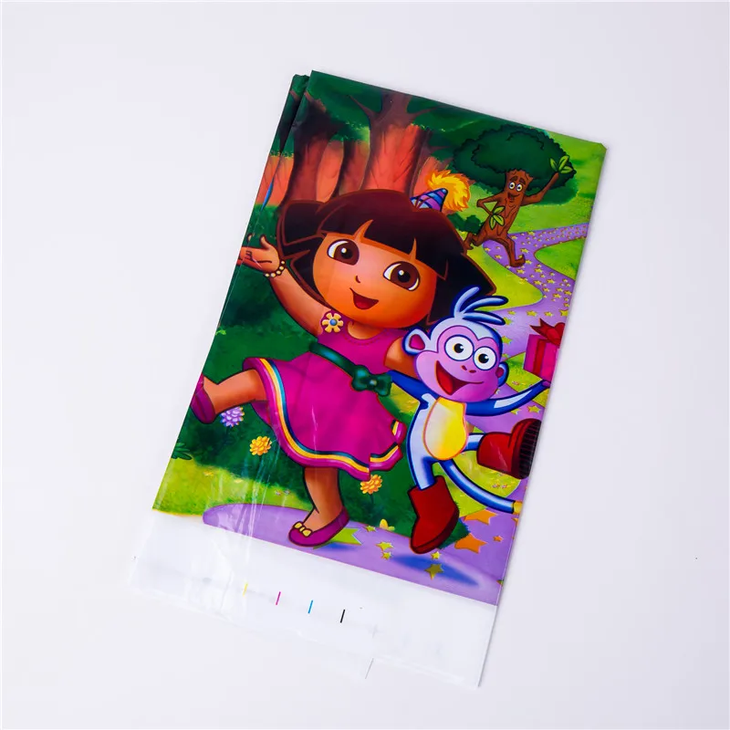 Table Cloth 1 Pcs Дора проводник тема Дети День рождения принадлежности одноразовые посуда бумажные чашки тарелки салфетки скатерть детский душ Декор - Цвет: Table Cloth 1 Pcs