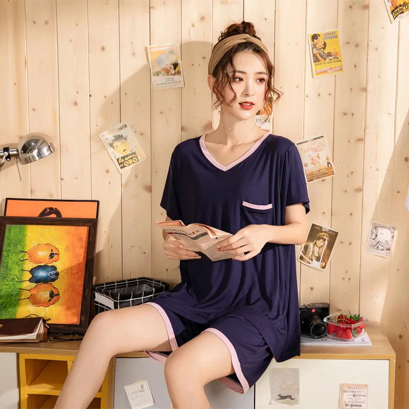 4xl-5xl размера плюс одежда для сна для женщин Пижама короткая спальная одежда пижамный комплект для женщин 1072