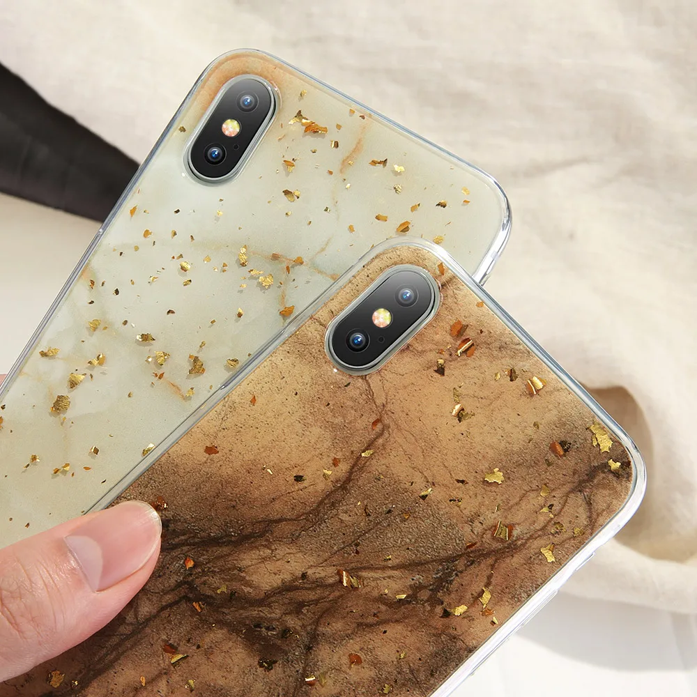 KISSCASE Luxury Gold Foil Bling Phone Case For iPhone 7 8 Plus Ultra Soft TPU X XR XS Max 6S 6 Capa |