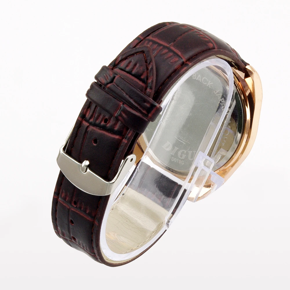

Hot Fashion Double Inner men Quartz Watch Timing Clock Luxury Leather Analog Wristwatches For Men Clock montre homme