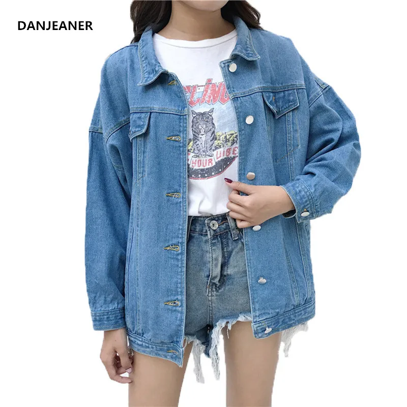 

Danjeaner Autumn Winter Bomber Jacket Women Streetwear Windbreaker Denim Jacket Plus Size Casual Loose Coat Jean Jacket 2018