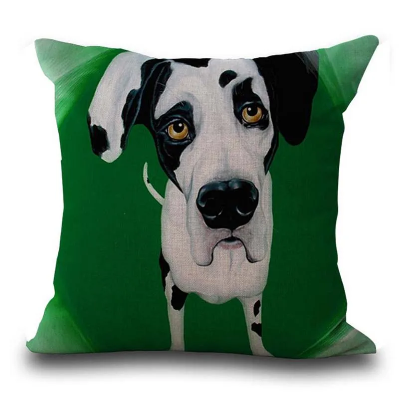 Милый мультяшный Чехол на подушку из хлопка и льна с квадратным принтом собаки