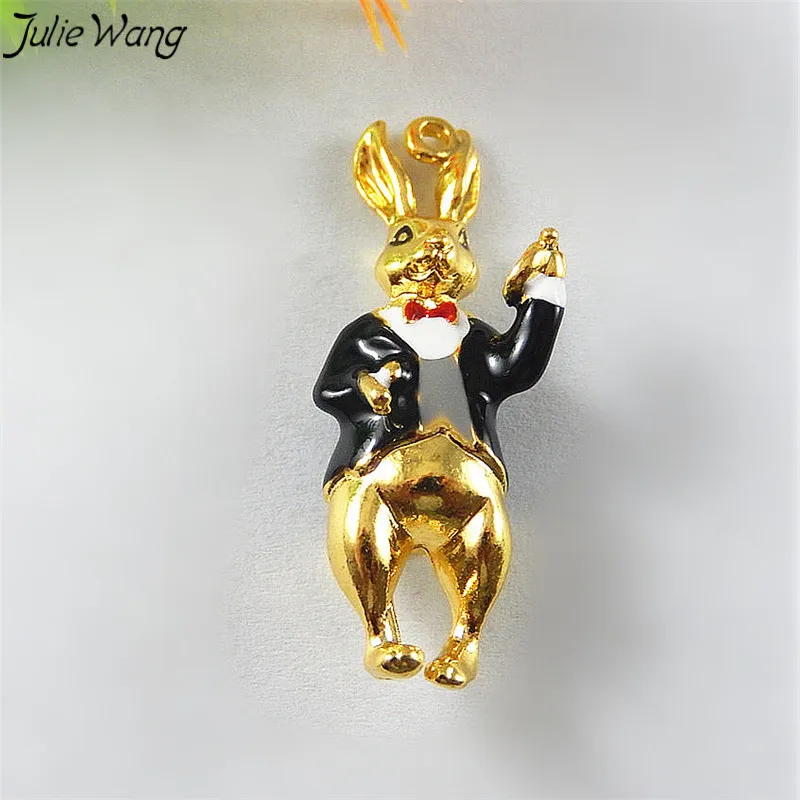 Julie Wang 5 дюймов цвет под золото костюм Mr.Rabbit Bunny в черном смокинге из