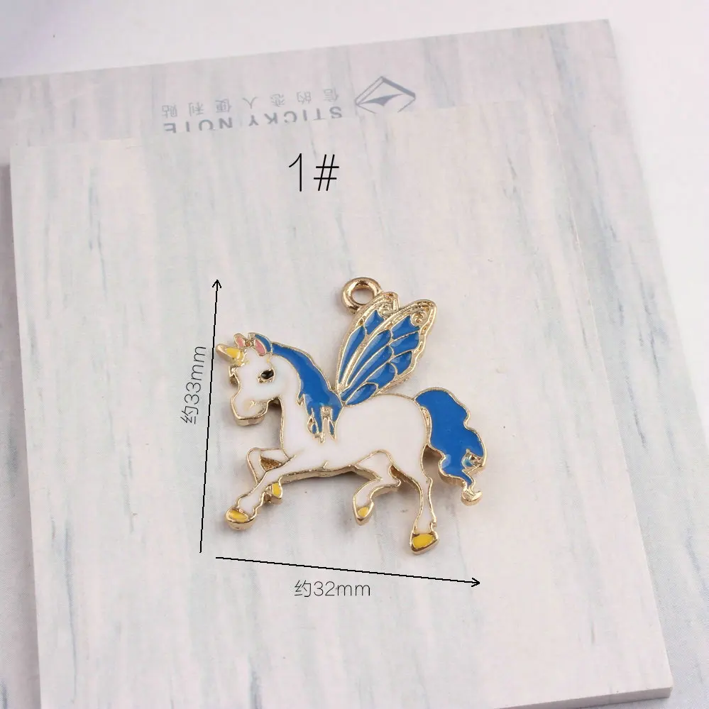 10 шт./лот модные яркие подвески масло Эмаль Подвески серии единорог кулон для DIY